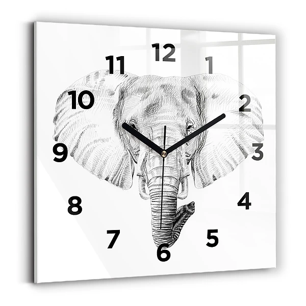 Ceas din sticlă pătrat Cap de elefant grafic