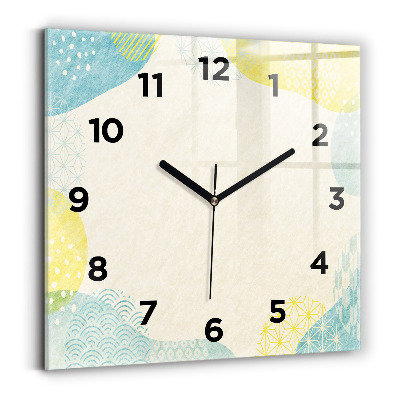 Ceas perete din sticlă pătrat Rama cu modele