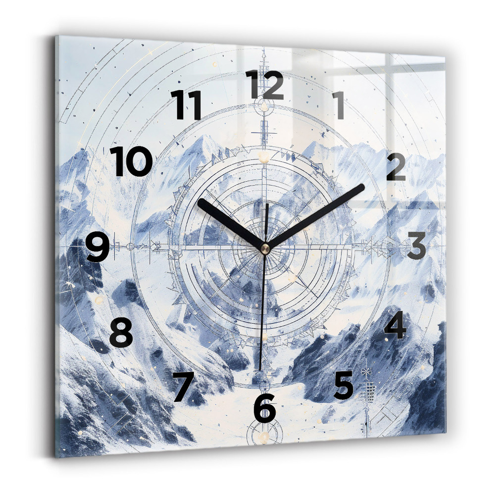 Ceas din sticlă pătrat Desene albastre