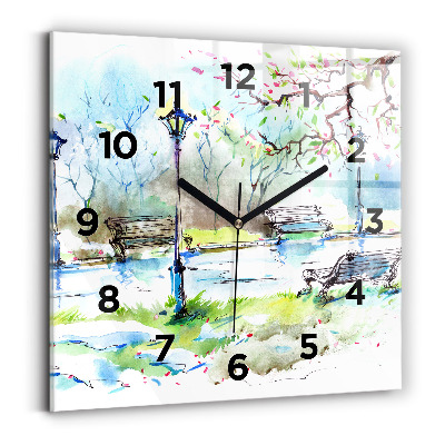 Ceas de sticlă pe perete pătrat Primavara pitoreasca