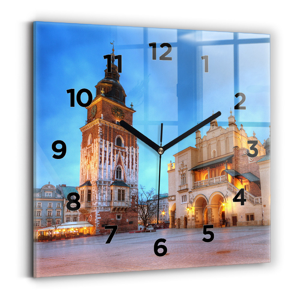 Ceas de sticlă pe perete pătrat Piața principală din Cracovia