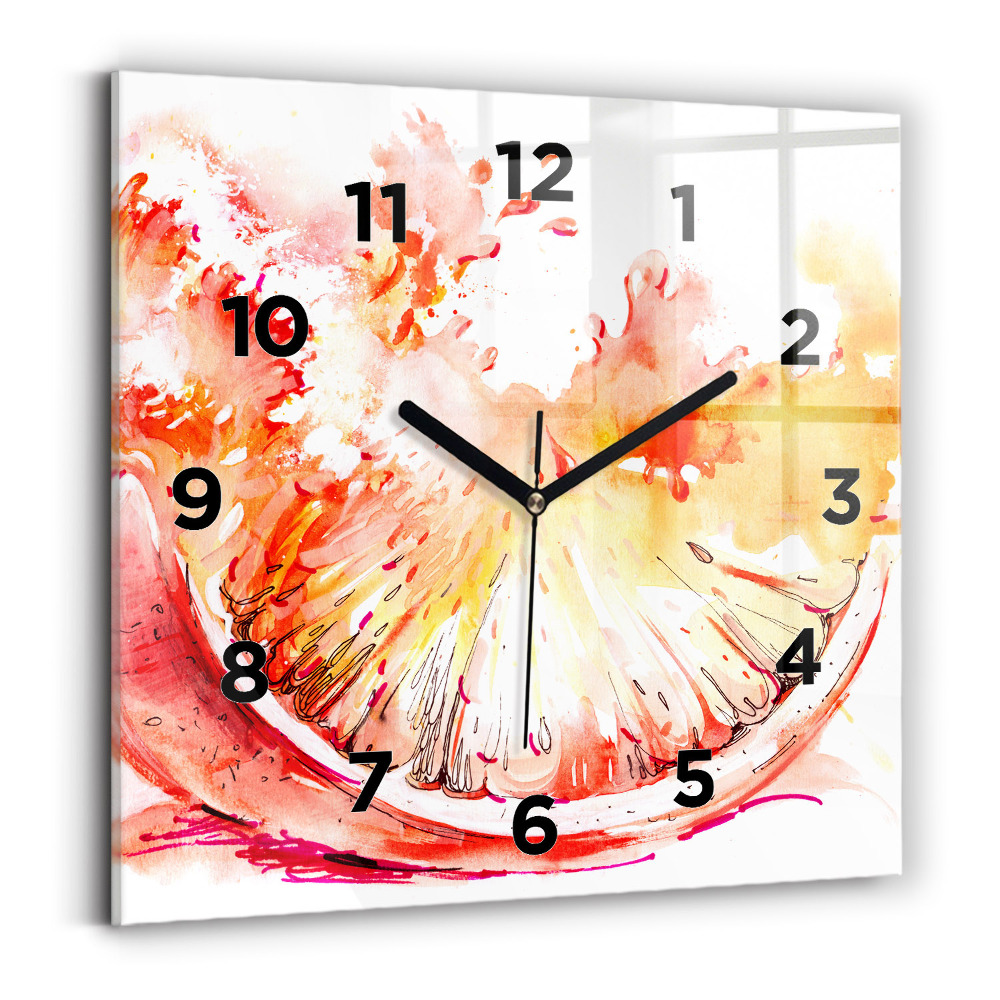 Ceas de sticlă pe perete pătrat Vopsit portocaliu
