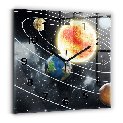 Ceas din sticlă pătrat Sistem solar