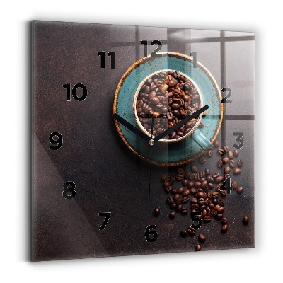 Ceas pătrat de perete din sticlă ceașcă de cafea
