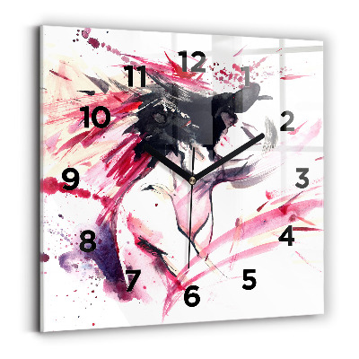 Ceas pătrat de perete din sticlă Abstracția iubitorilor