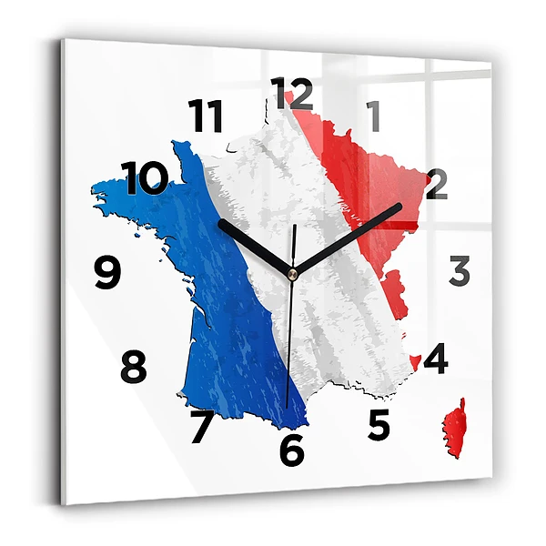 Ceas perete din sticlă pătrat steag francez