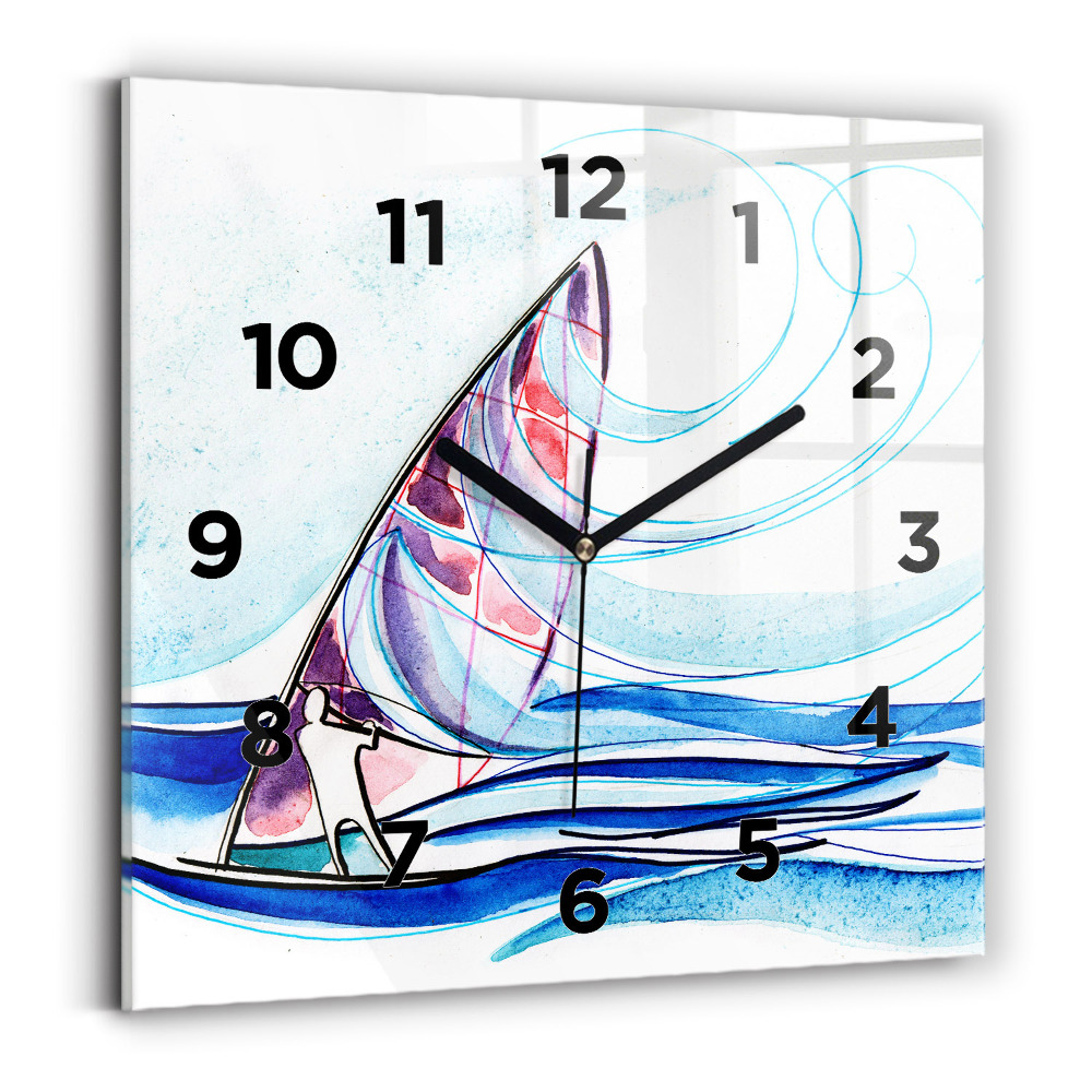 Ceas perete din sticlă pătrat Placă de surf