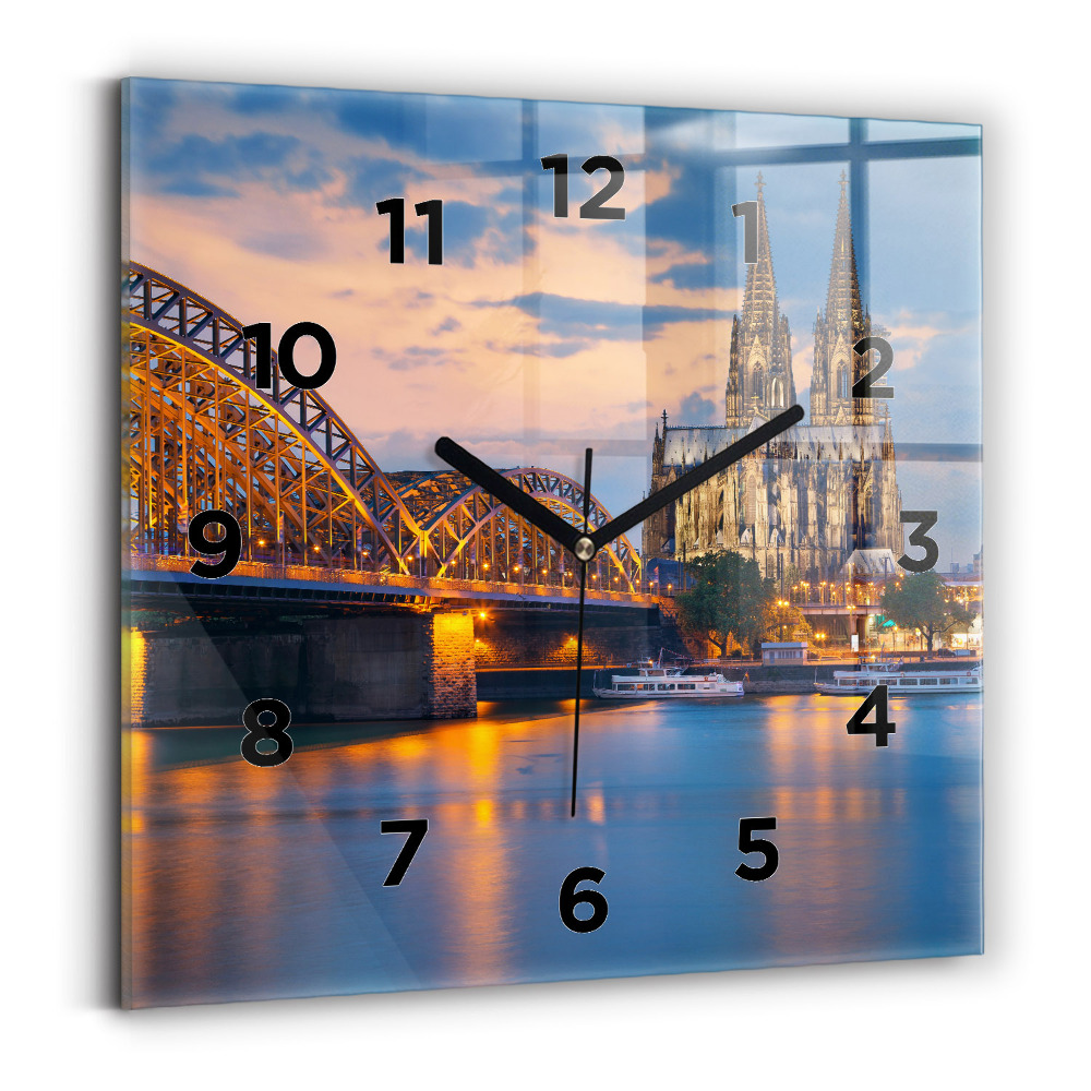 Ceas perete din sticlă pătrat Vedere la primărie