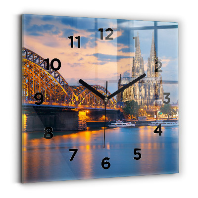 Ceas perete din sticlă pătrat Vedere la primărie
