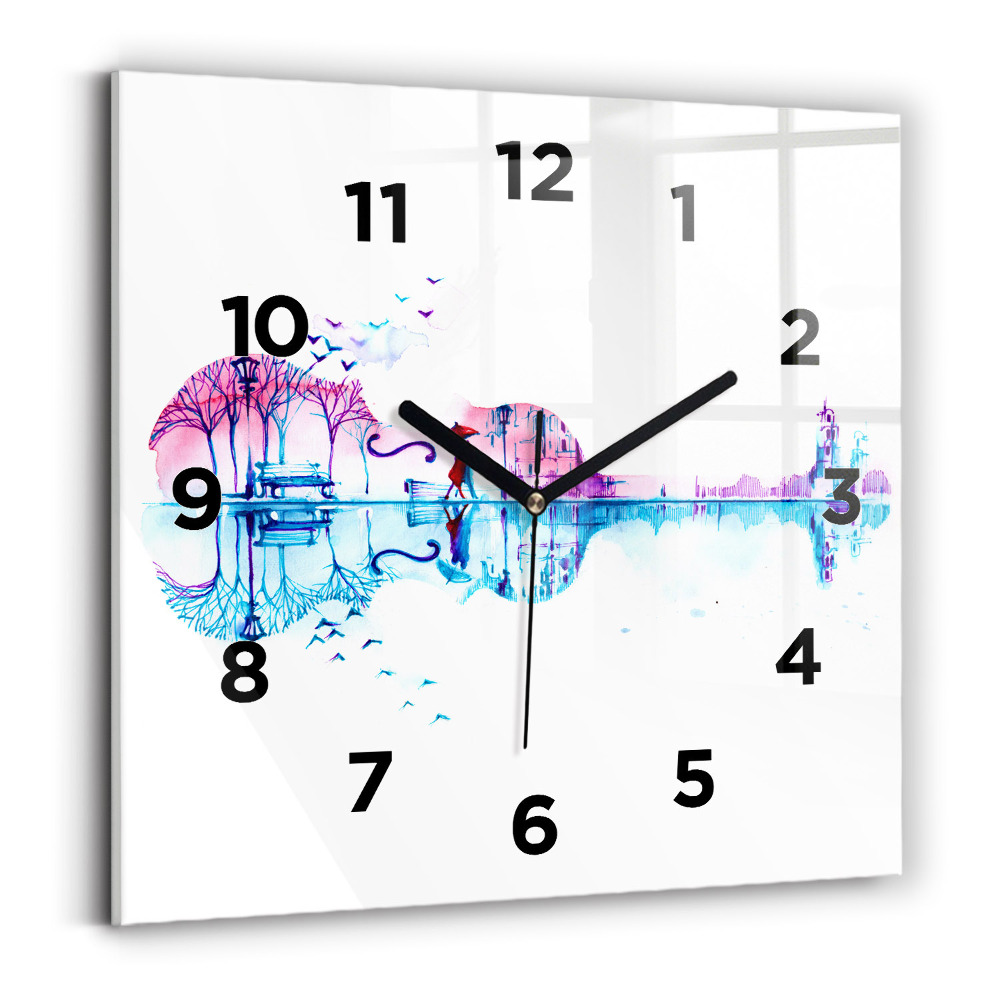 Ceas de sticlă pe perete pătrat Lacul Cello Park