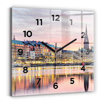 Ceas pătrat de perete din sticlă Alster în Hamburg