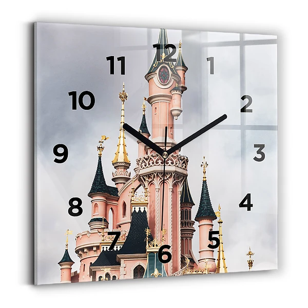 Ceas pătrat de perete din sticlă Castelul Disneyland din Paris