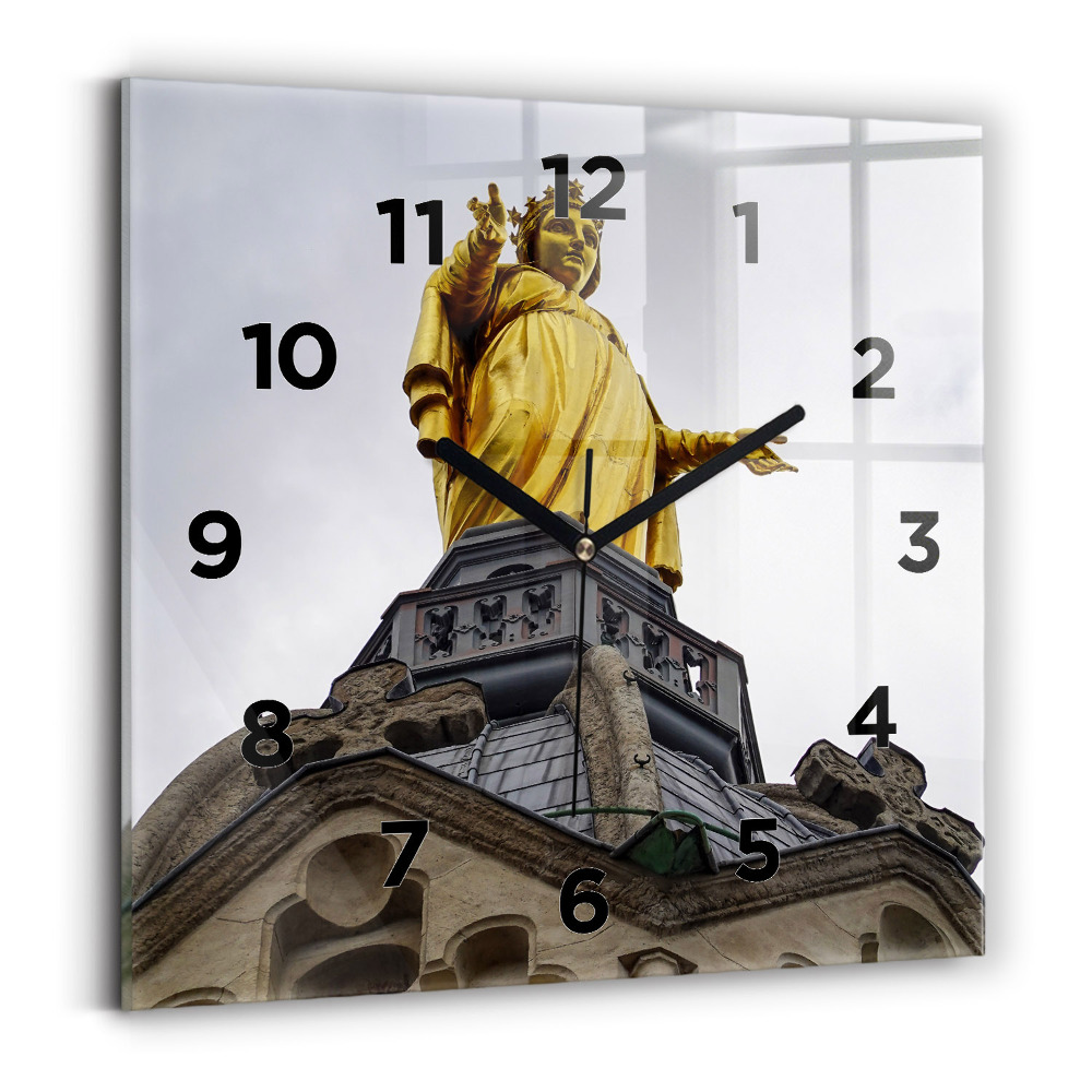 Ceas din sticlă pătrat Statuia Maicii Domnului din Lyon