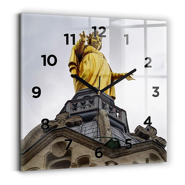 Ceas din sticlă pătrat Statuia Maicii Domnului din Lyon