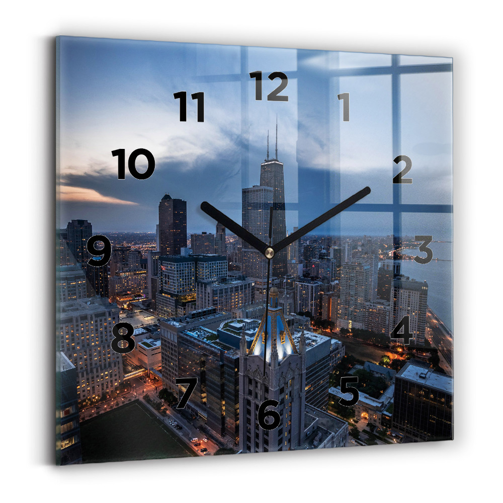 Ceas pătrat de perete din sticlă Fotografie din Chicago