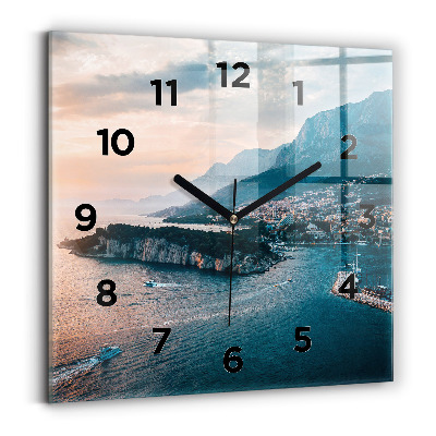Ceas perete din sticlă pătrat Insulă din Croația