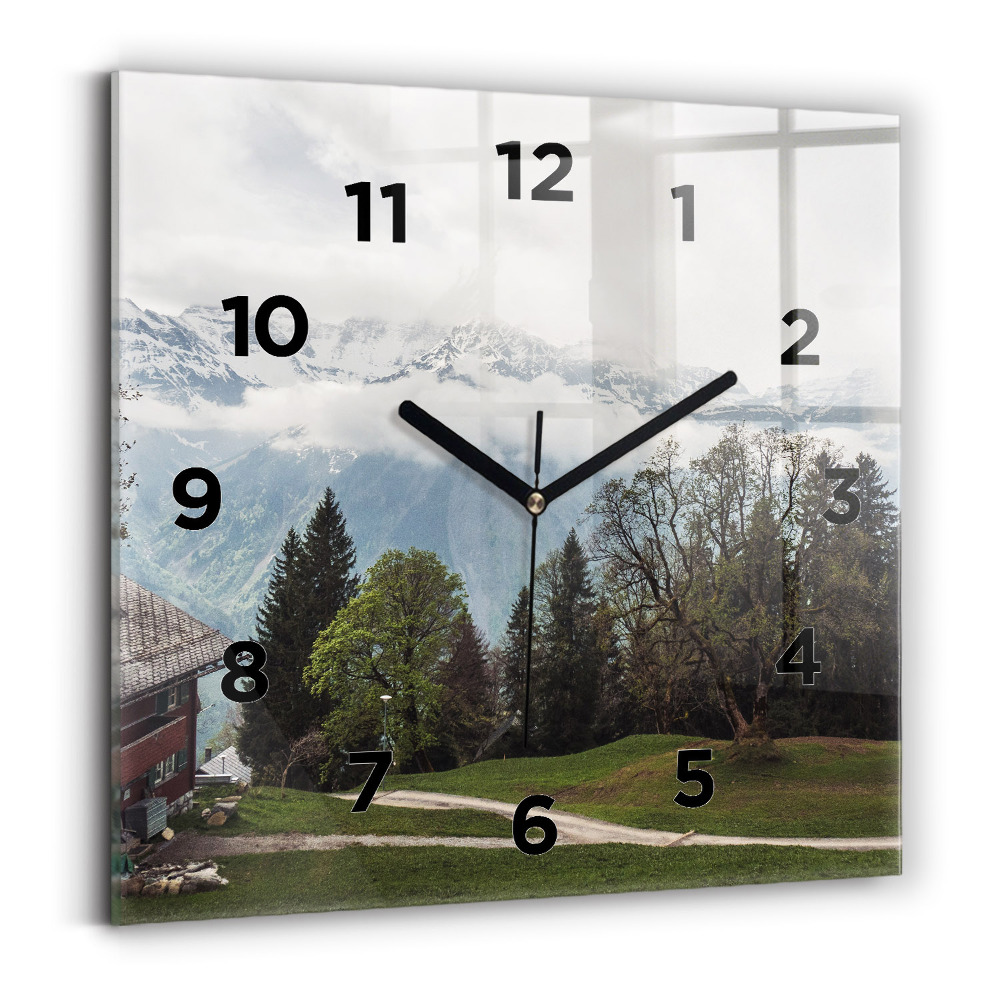 Ceas din sticlă pătrat Vedere la munte