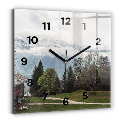 Ceas din sticlă pătrat Vedere la munte