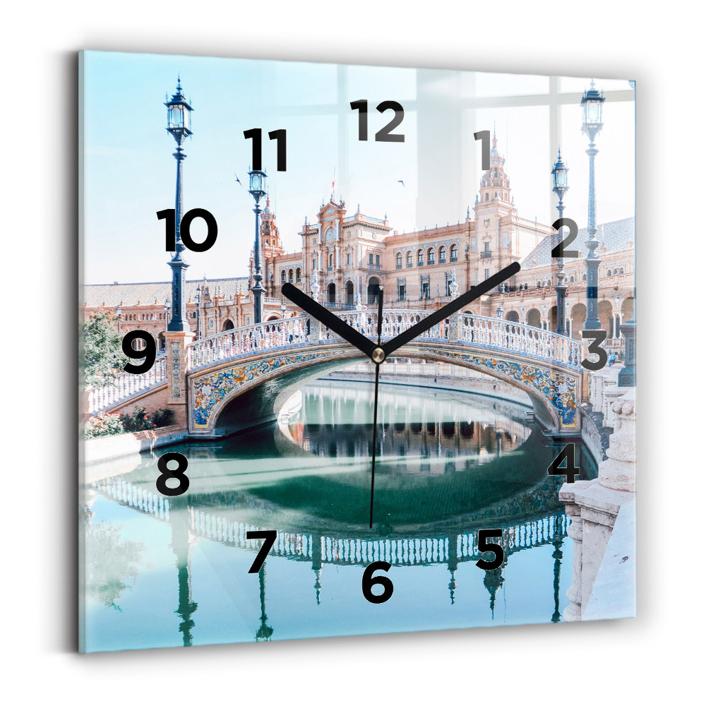 Ceas perete din sticlă pătrat Plaza de España din Sevilla