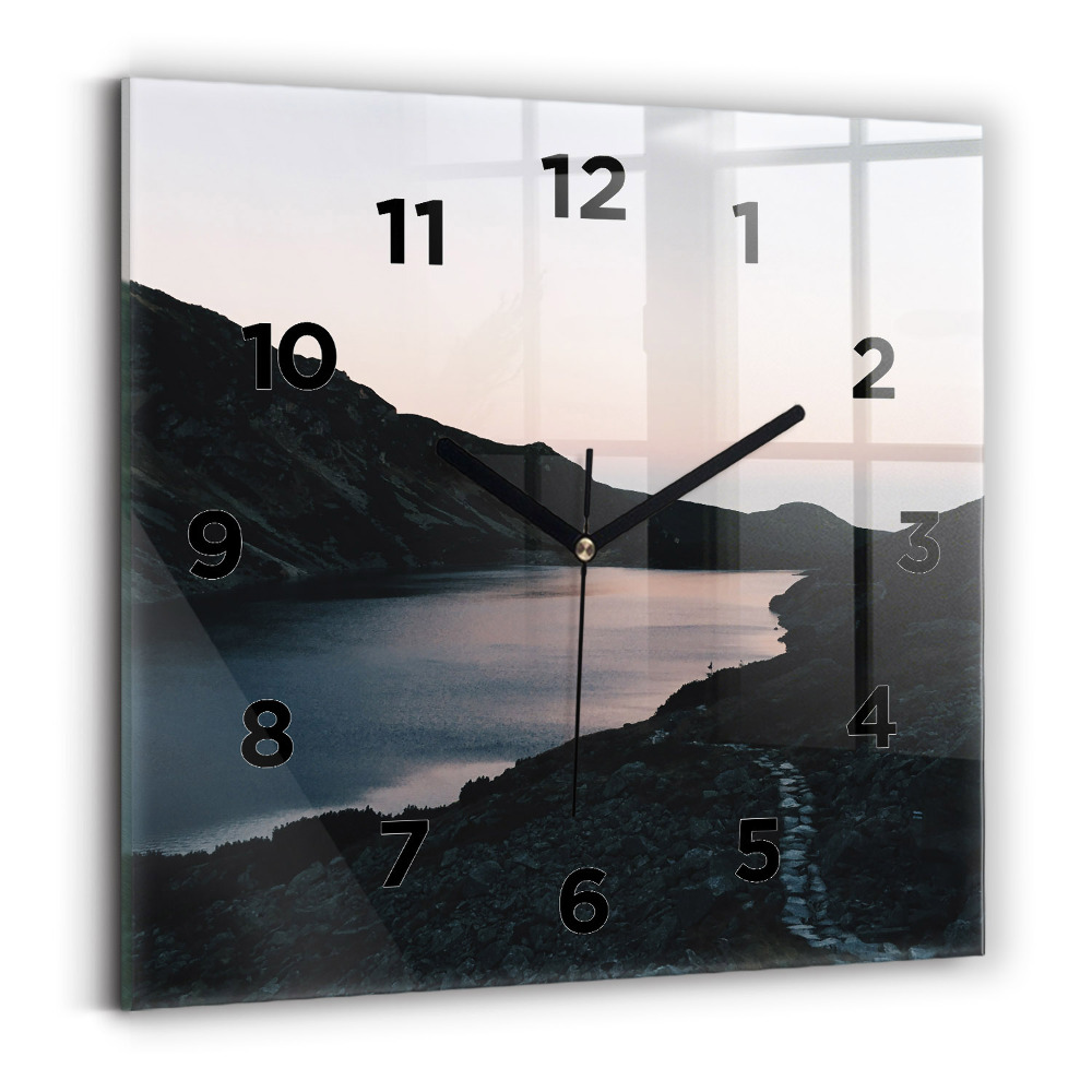 Ceas din sticlă pătrat Lac și munți
