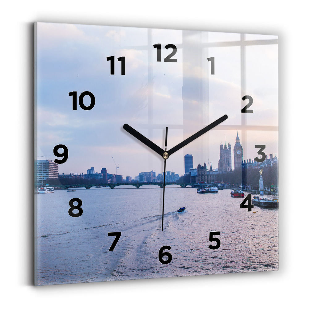 Ceas perete din sticlă pătrat Panorama London Eye a orașului