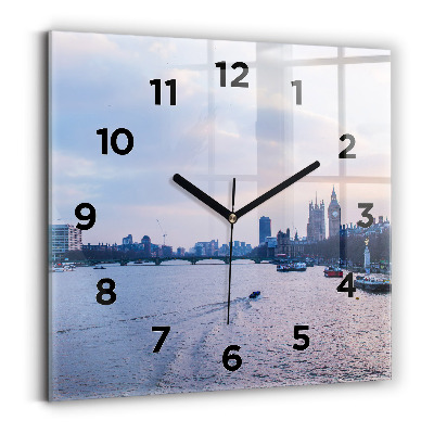Ceas perete din sticlă pătrat Panorama London Eye a orașului