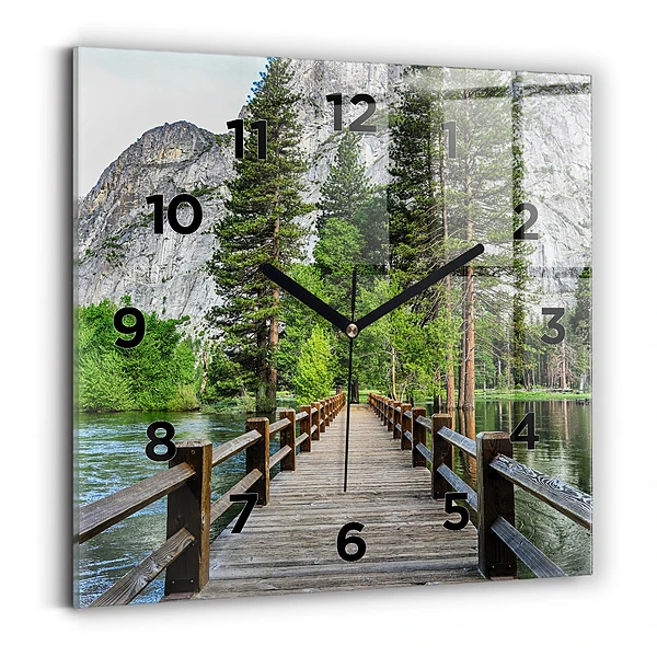 Ceas din sticlă pătrat Pod de lemn Yosemite