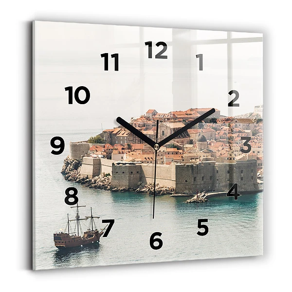 Ceas din sticlă pătrat Nava cu pânze în Dubrovnik