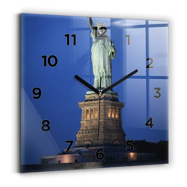 Ceas perete din sticlă pătrat Statuia Libertății New York