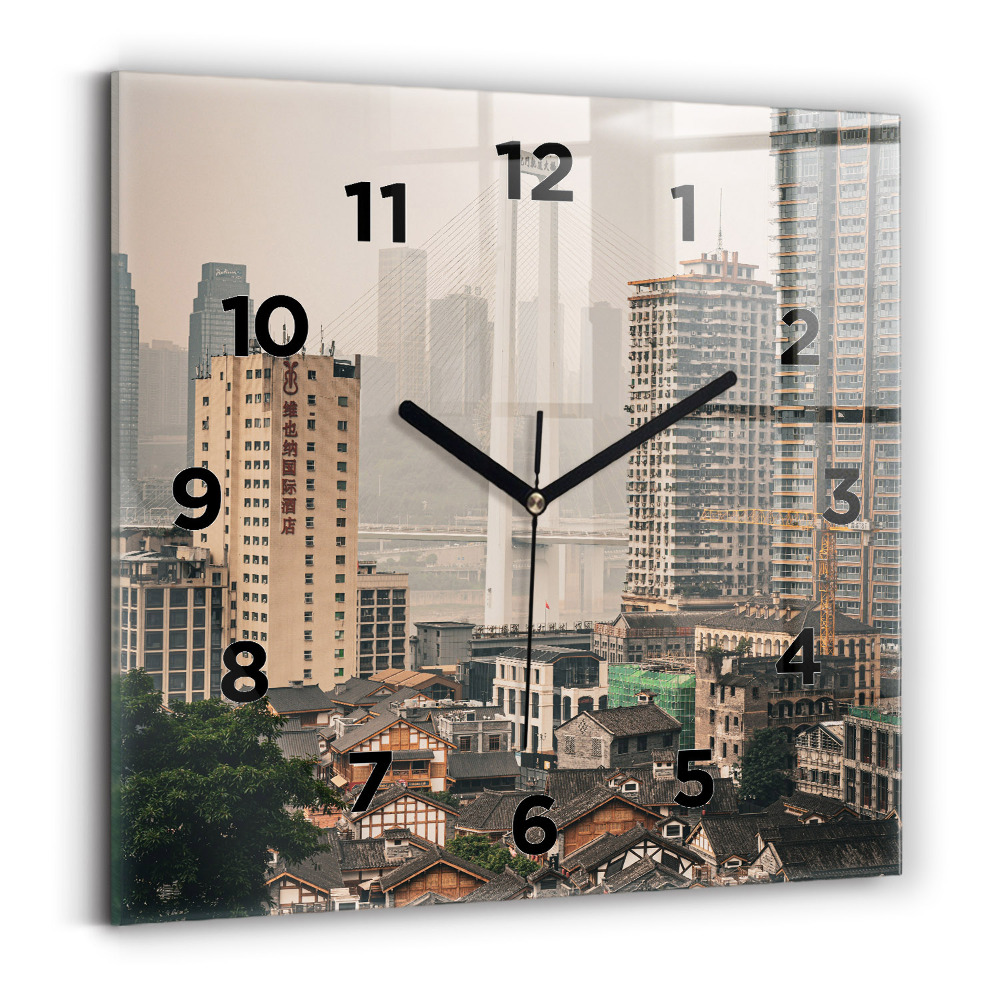 Ceas perete din sticlă pătrat Orașul vechi Chongqing