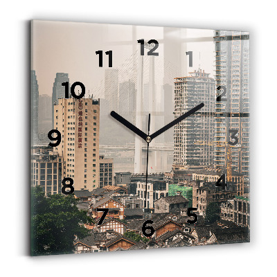 Ceas perete din sticlă pătrat Orașul vechi Chongqing