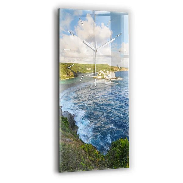 Ceas vertical de perete din sticlă Coasta Oceanului