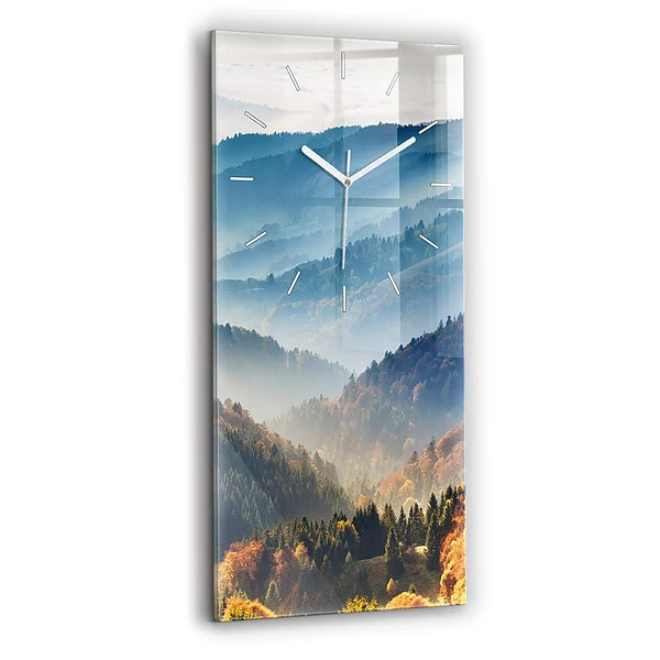 Ceas vertical de perete din sticlă Peisaj Montan