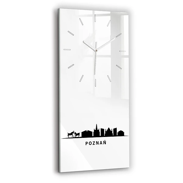 Ceas perete din sticlă dreptunghiular Grafică Panoramică Poznań