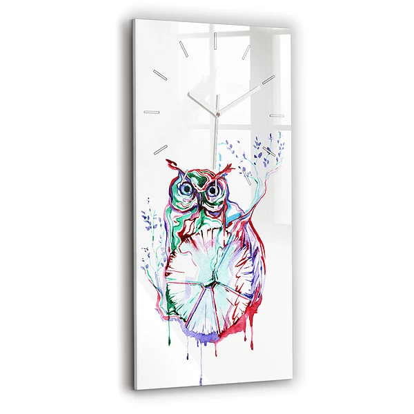 Ceas din sticlă dreptunghiular vertical Ilustrație Cu Bufnițe Și Ceas