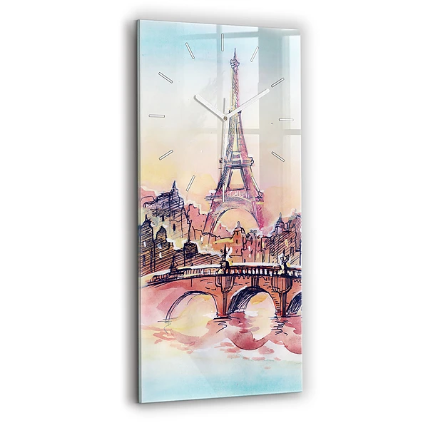Ceas din sticlă dreptunghiular vertical Peisaj Pictat Din Paris