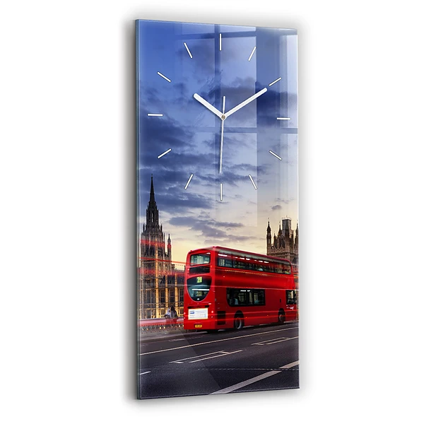 Ceas vertical de perete din sticlă Autobuzul Roșu Din Londra