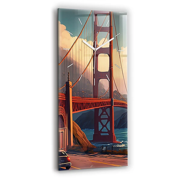 Ceas vertical de perete din sticlă Pod Din San Francisco