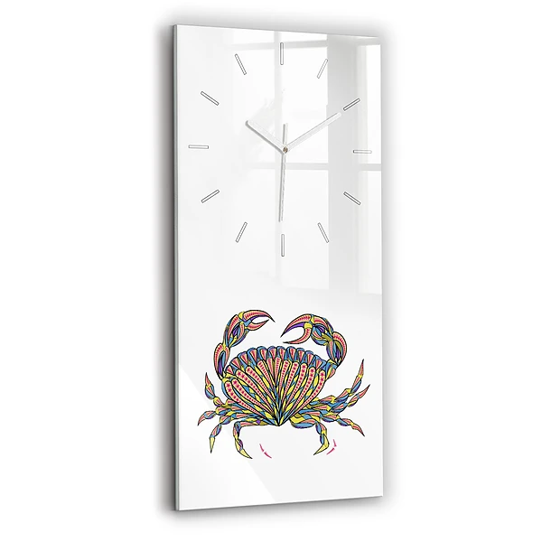 Ceas de sticlă pe perete vertical Crab Etnic