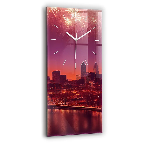 Ceas din sticlă dreptunghiular vertical Oraș Noaptea În Philadelphia