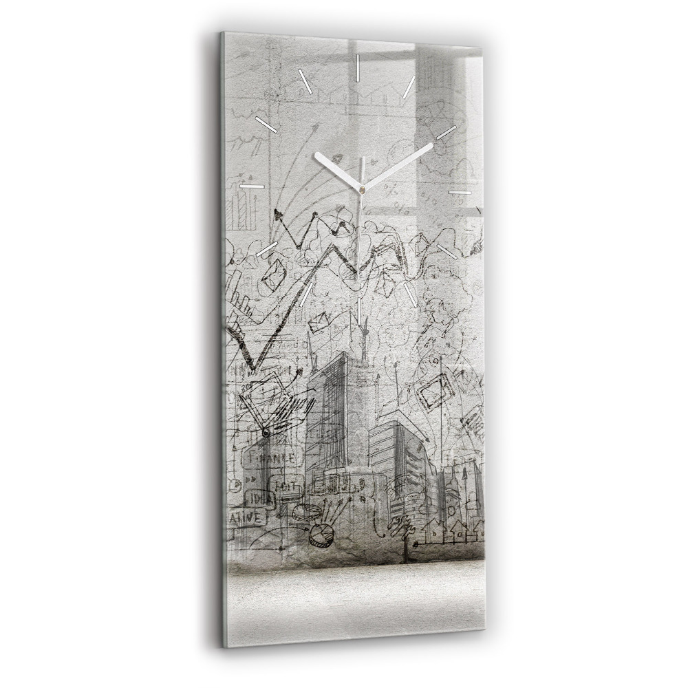 Ceas din sticlă dreptunghiular vertical Schița Orașului