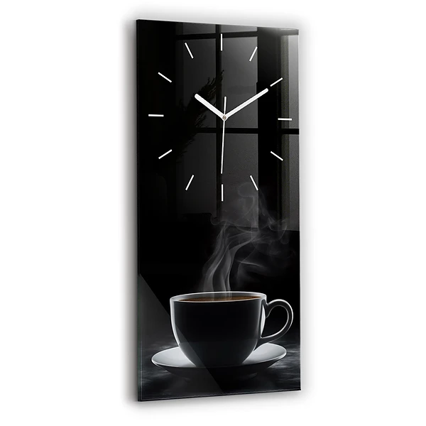Ceas vertical de perete din sticlă O Ceașcă De Cafea Neagră