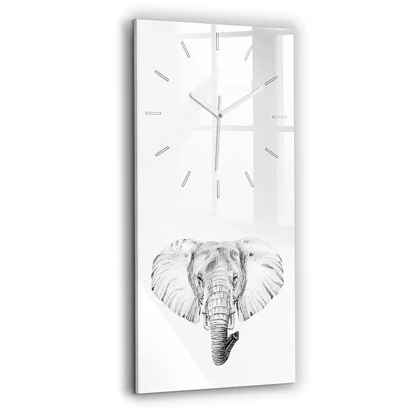 Ceas vertical de perete din sticlă Cap De Elefant Grafic