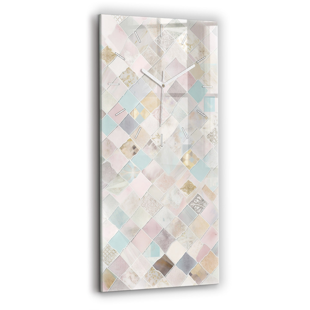 Ceas vertical de perete din sticlă Placi Colorate