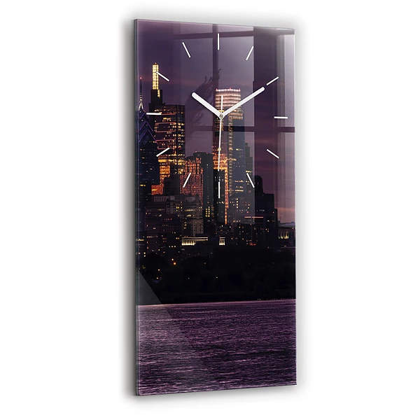 Ceas din sticlă dreptunghiular vertical Orizontul Orașului Philadelphia