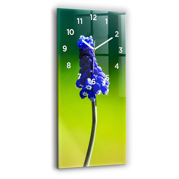 Ceas din sticlă dreptunghiular vertical Flori Albastre