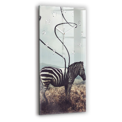 Ceas de sticlă pe perete vertical Zebra – Abstracție
