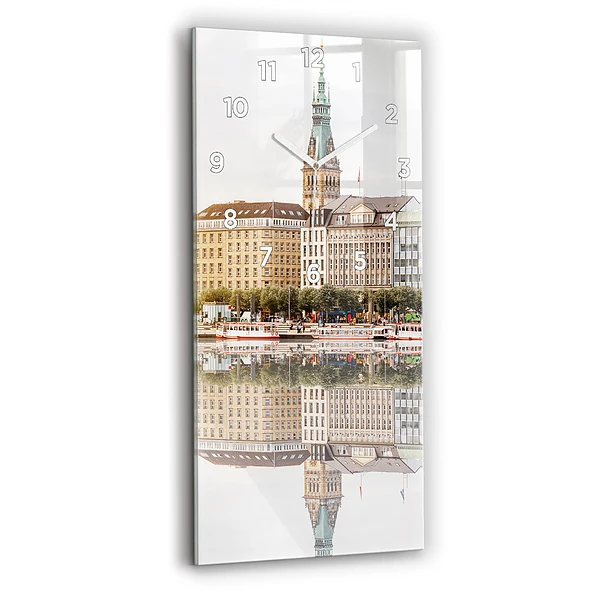 Ceas din sticlă dreptunghiular vertical Râul Hamburg Germania