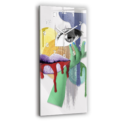 Ceas din sticlă dreptunghiular vertical Colaj Suprarealist