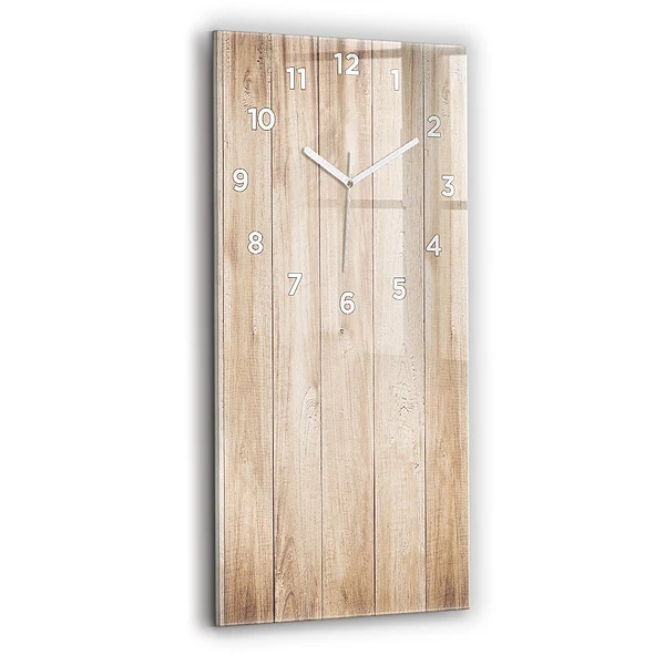Ceas de sticlă pe perete vertical Textura Din Lemn